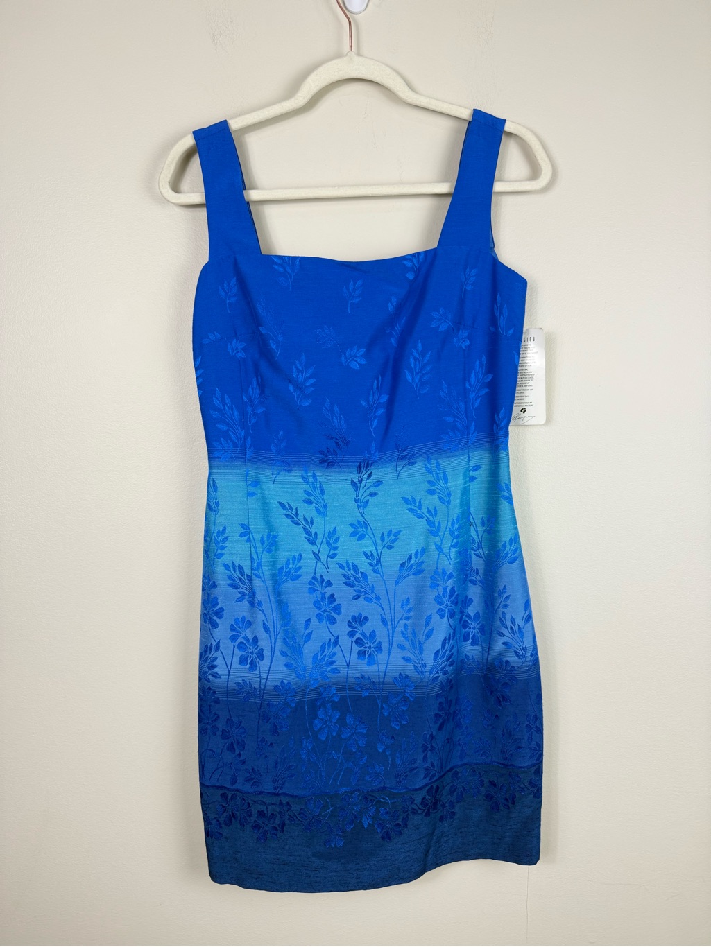 Georgiou Studio Vintage Sheath Dress Womens 4 Blue Ombre Floral Summer Nwt Lined